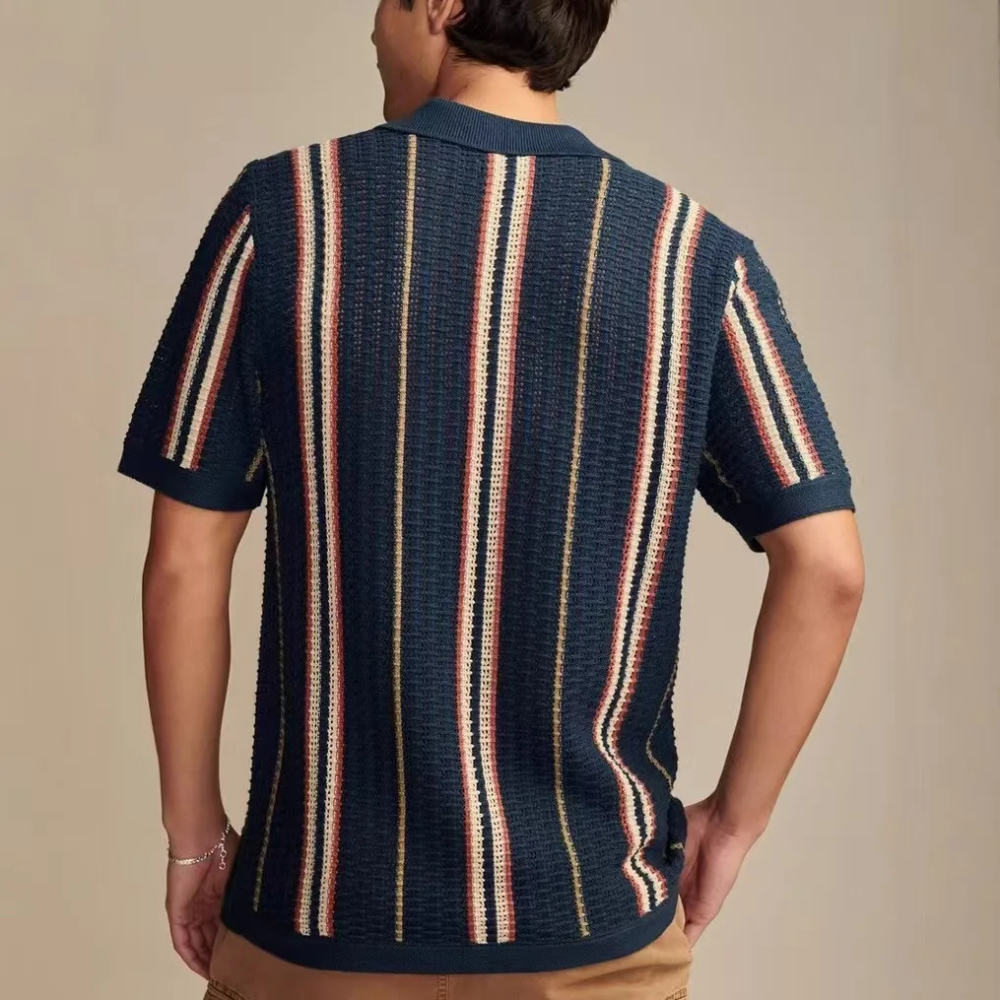 Jasper Stripe Knit Polo Shirt