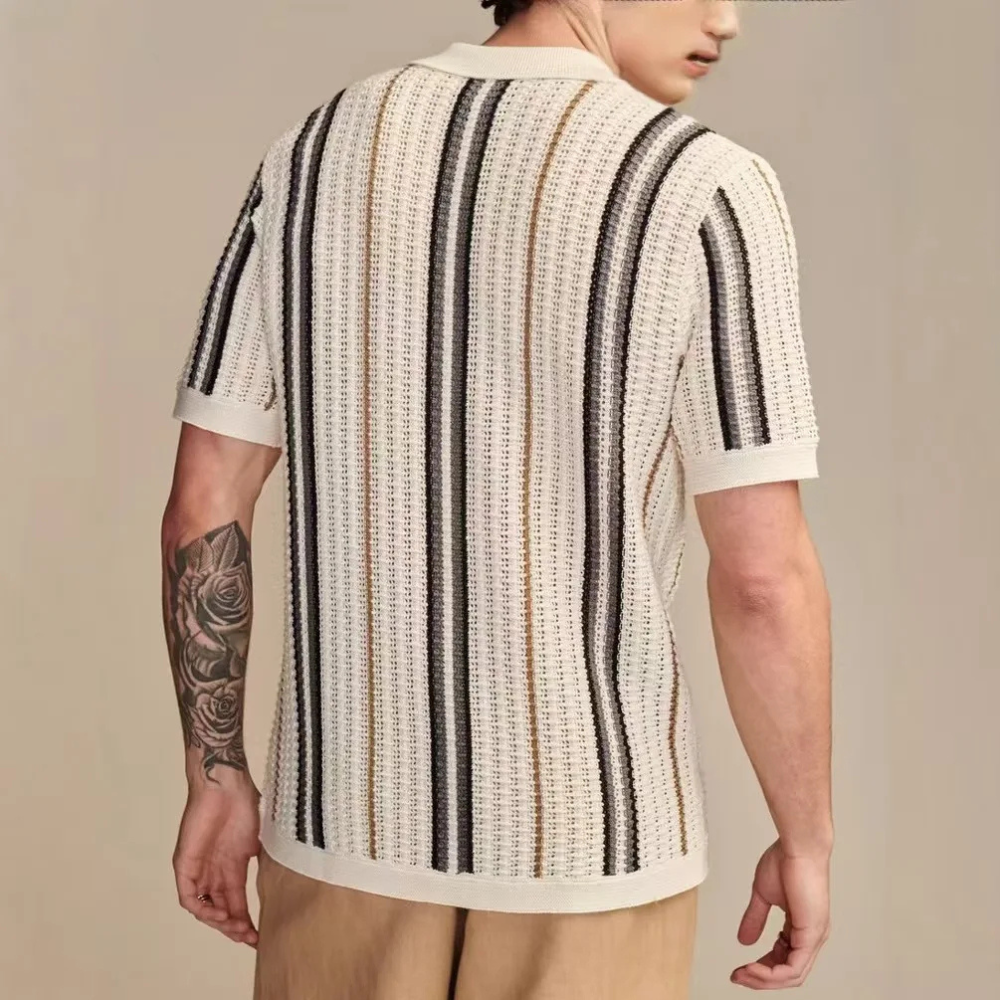 Jasper Stripe Knit Polo Shirt