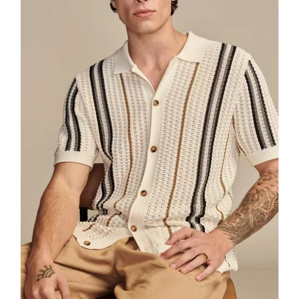 Jasper Stripe Knit Polo Shirt