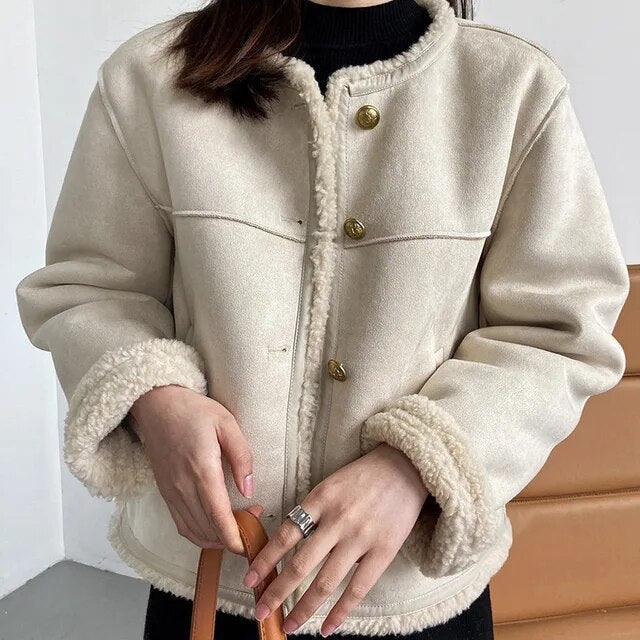 Serena Buttoned Shearling Jacket
