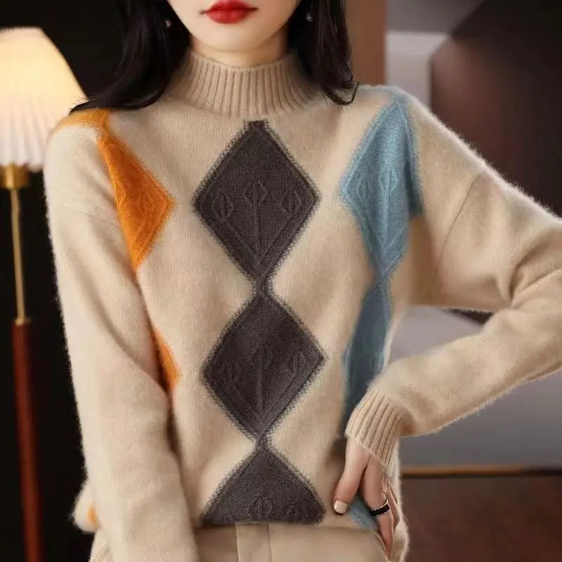 Argyle Diamond Knit Pullover