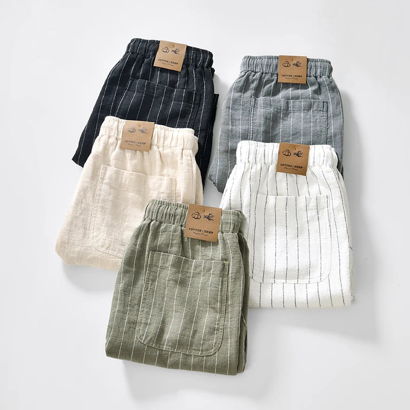 Alfeo Stripe Linen Shorts