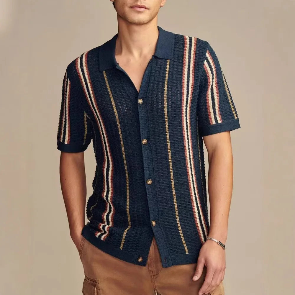 Jasper Stripe Knit Polo Shirt