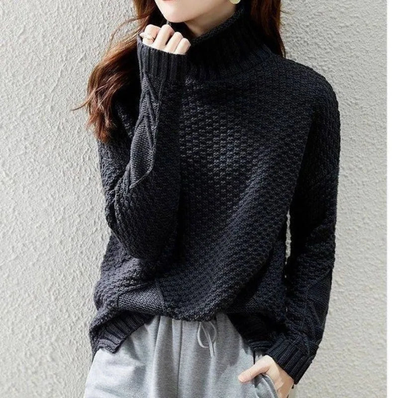Valencia Waffle-Knit Turtleneck