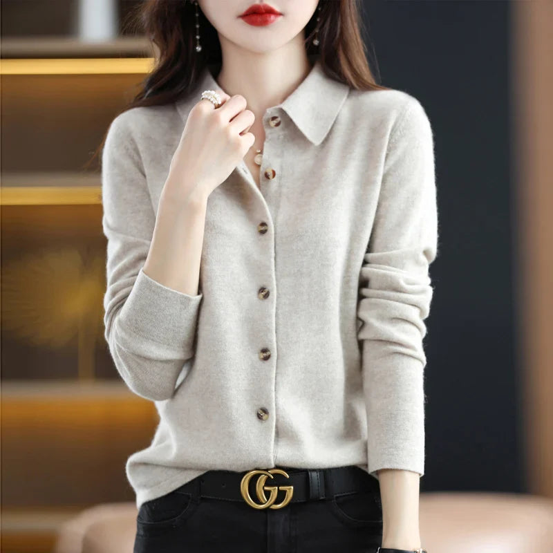 Soho Cashmere Button-Up Sweater