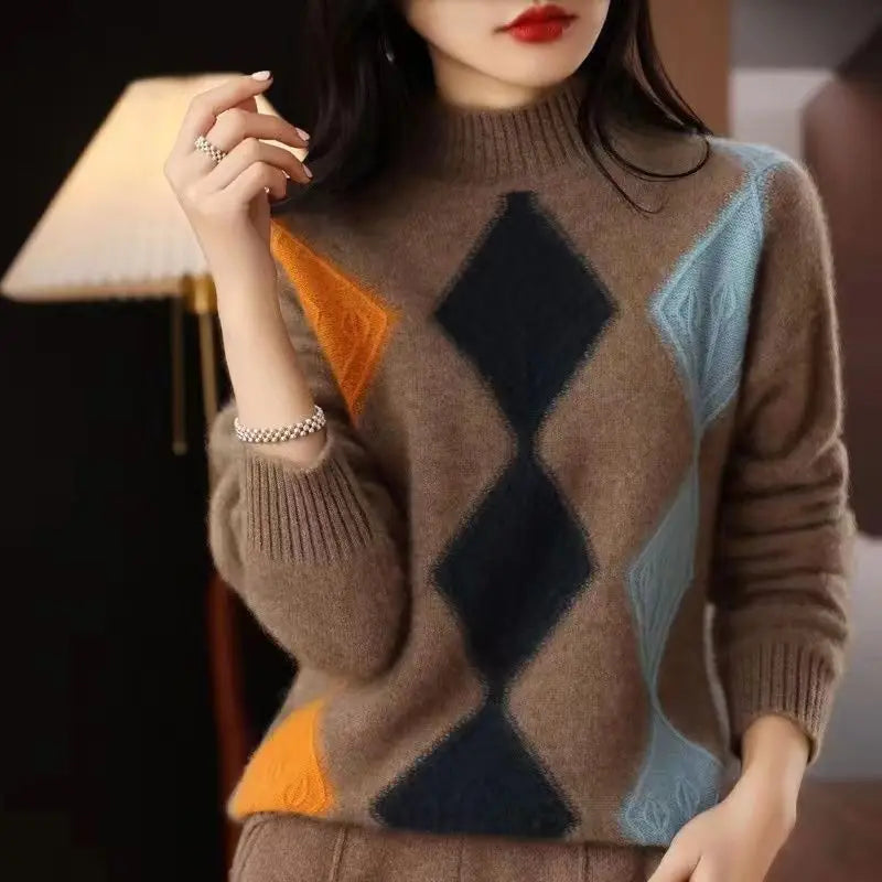 Argyle Diamond Knit Pullover