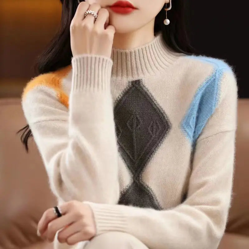 Argyle Diamond Knit Pullover