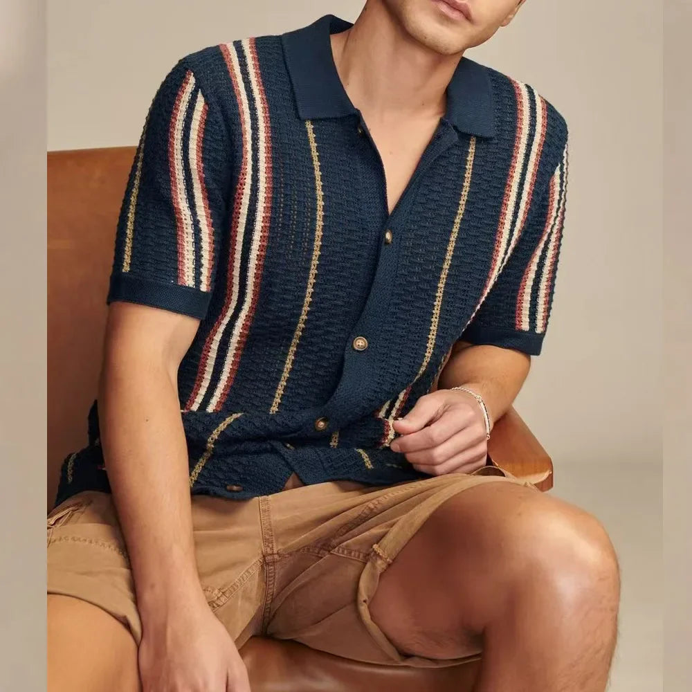 Jasper Stripe Knit Polo Shirt