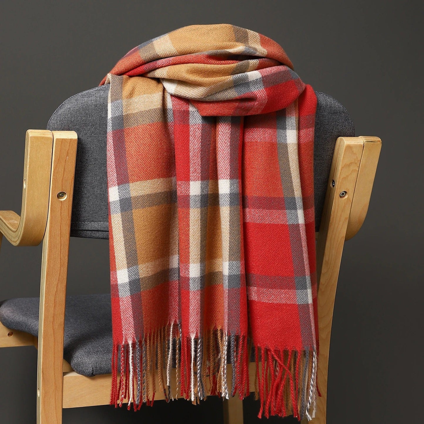 Pure Cashmere Checkered Scarf