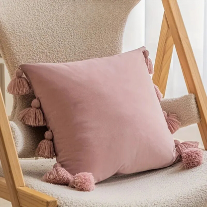Tasseled Velvet Pillow Case