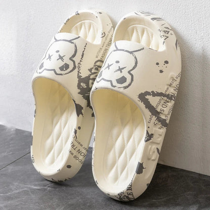 Bear Printed Summer Slides