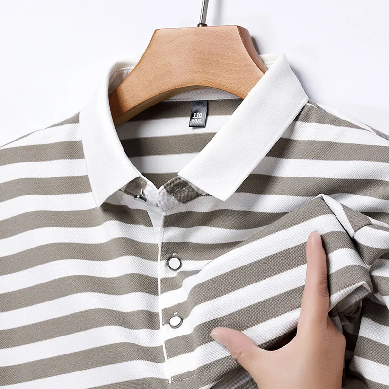 Short Sleeved Striped Polo Shirts