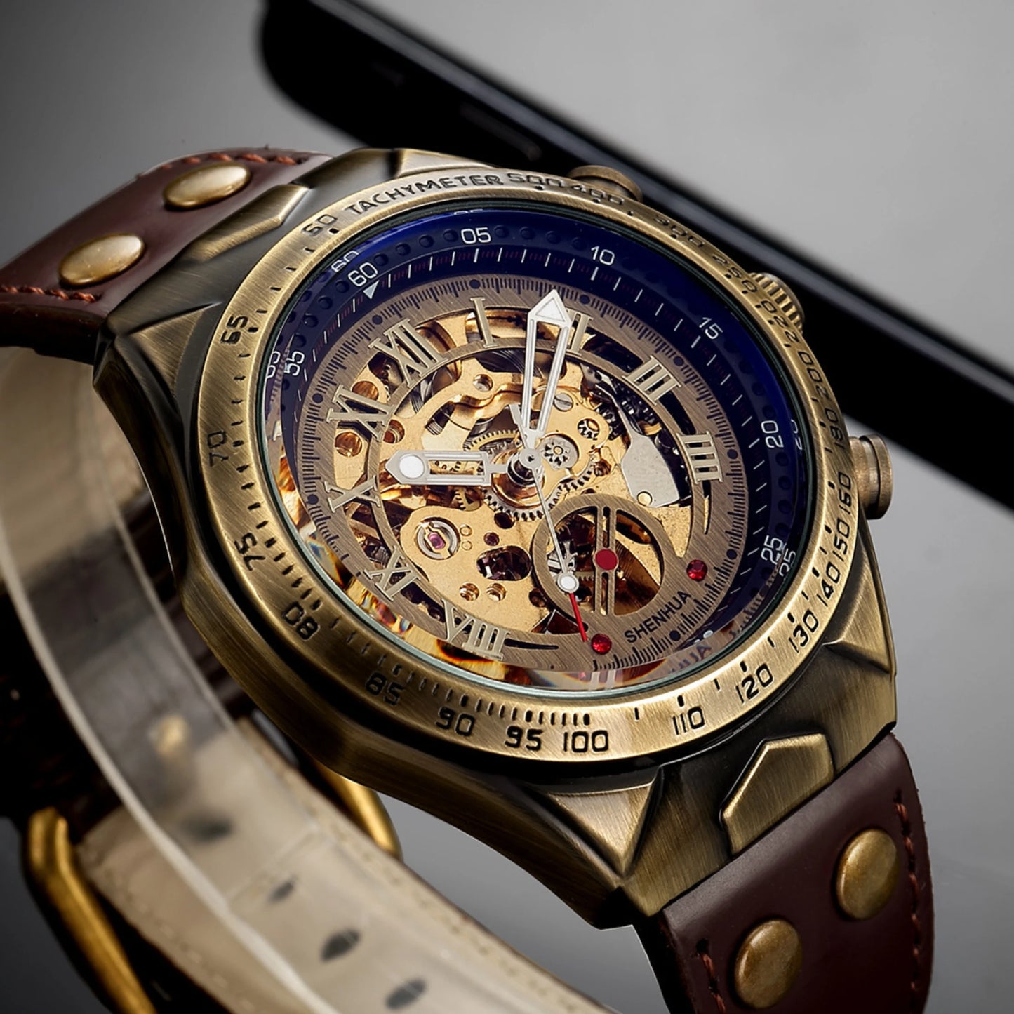 Vanguard Skeleton Tourbillon Leather Watch