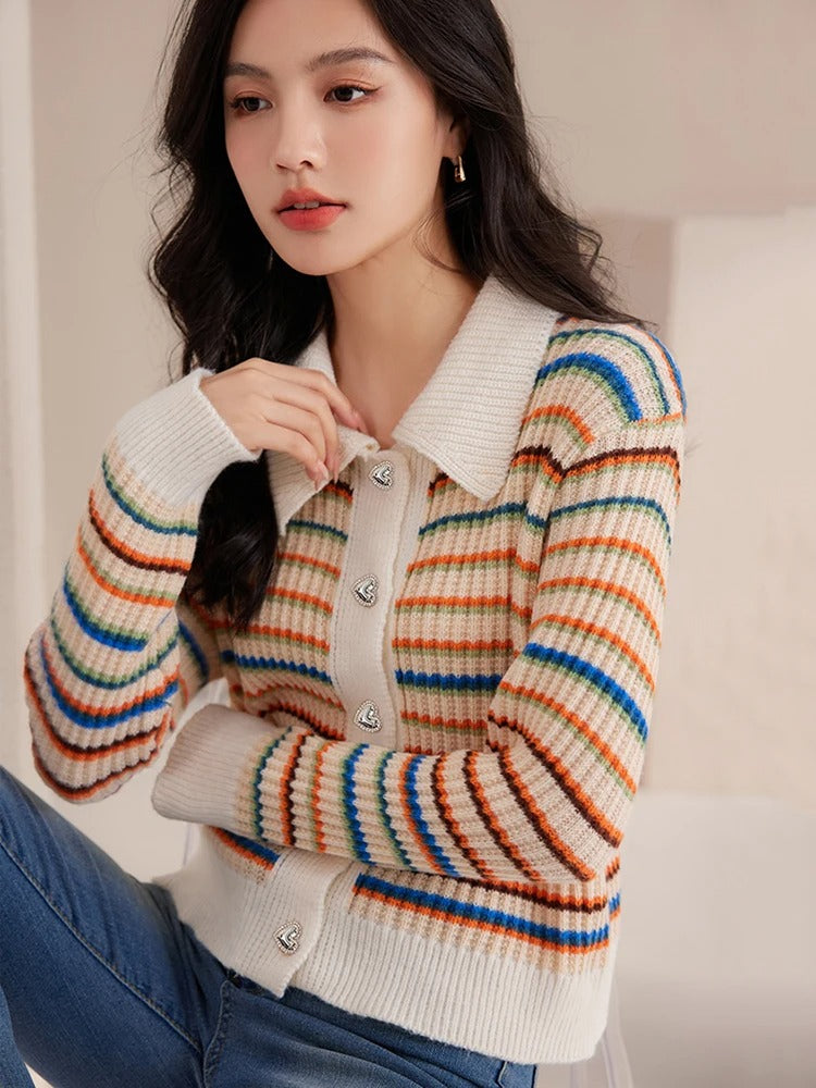 Chérie Striped Knit Cardigan